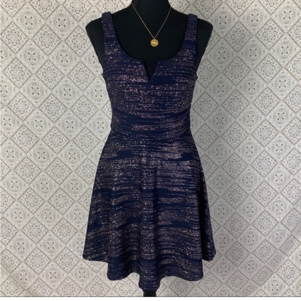 ROW.A Sleeveless Navy Giltter Dress NWT